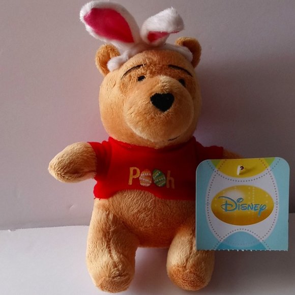 Disney Easter Pooh Bunny Ears soft Plush 7 Inch - Picture 1 of 3